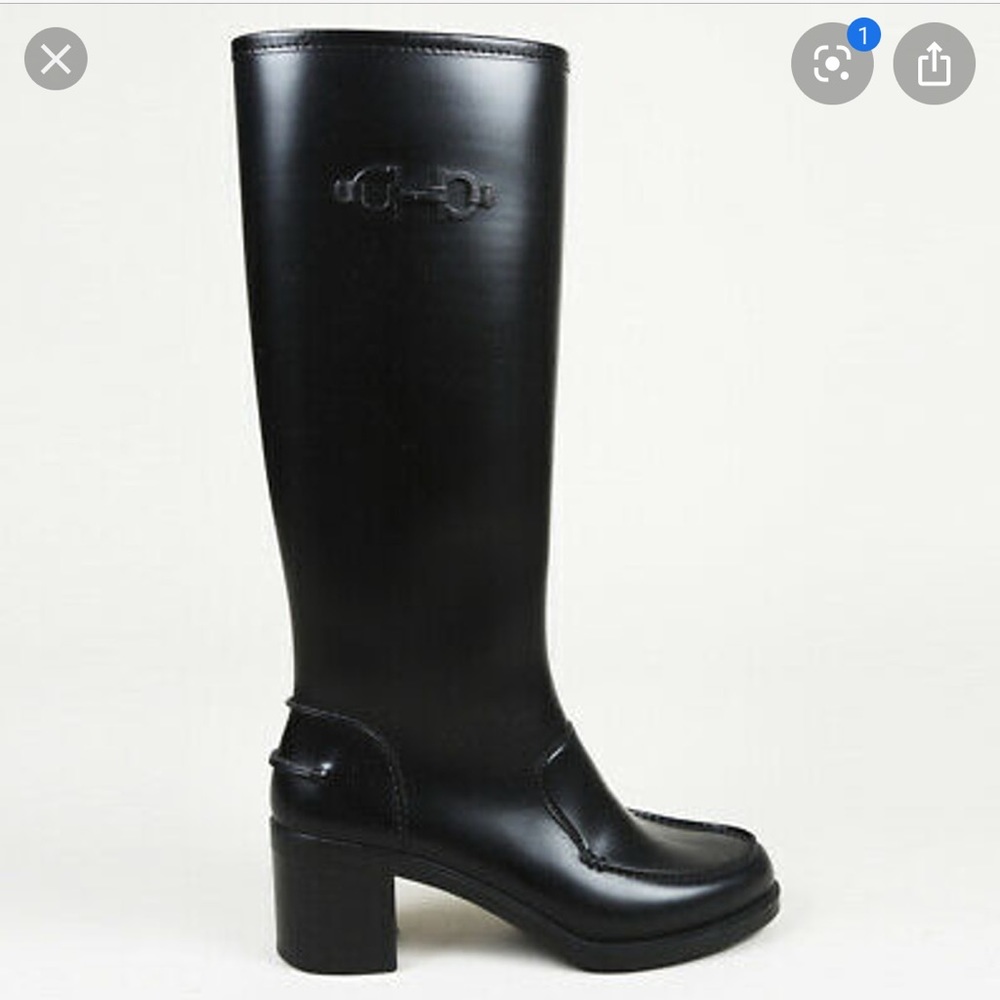 Ferragamo Gancini Block Heel Rain Boots 5.5